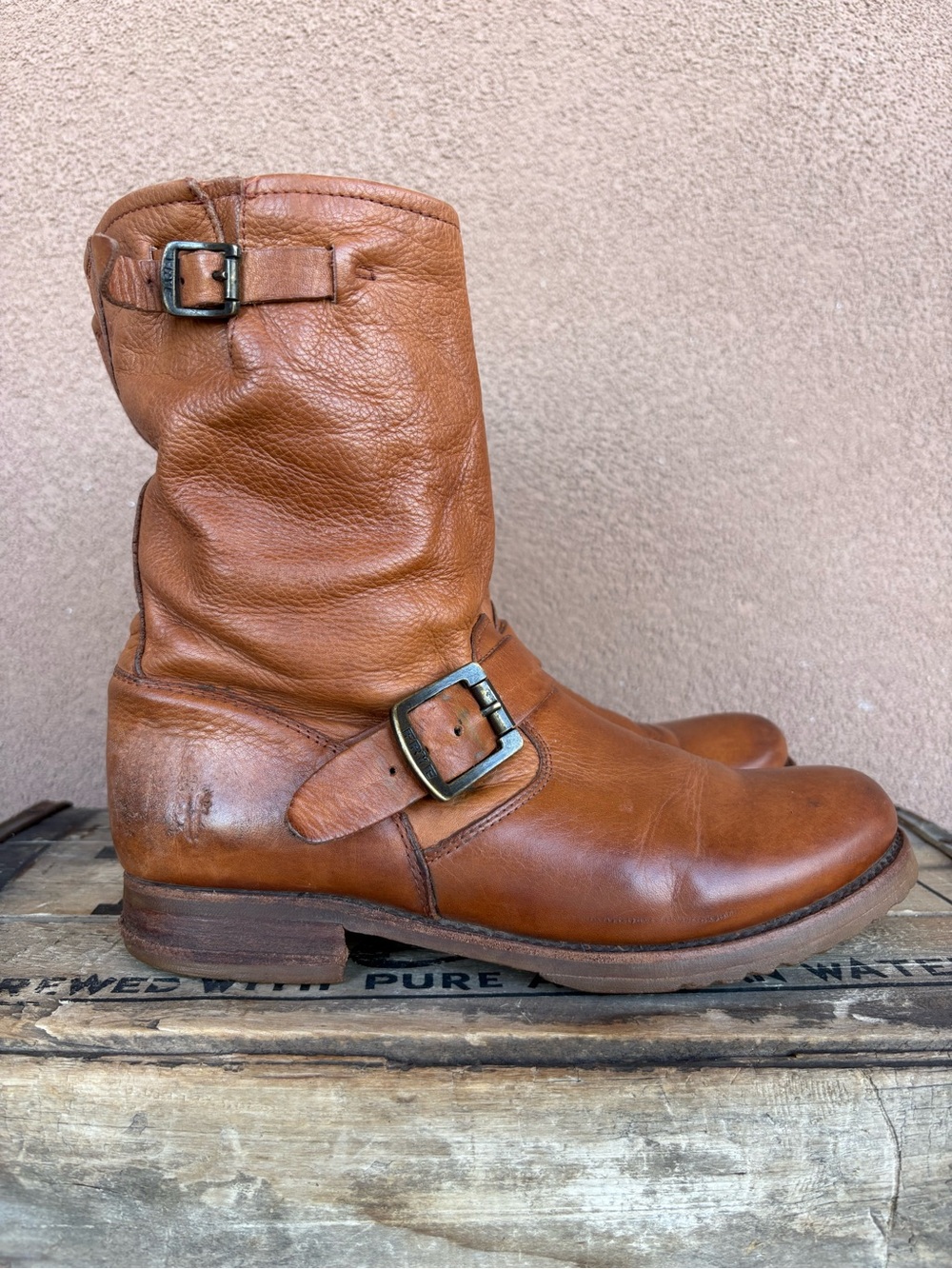 Frye Veronica Shortie Boot in Warm Brown Whiskey Color